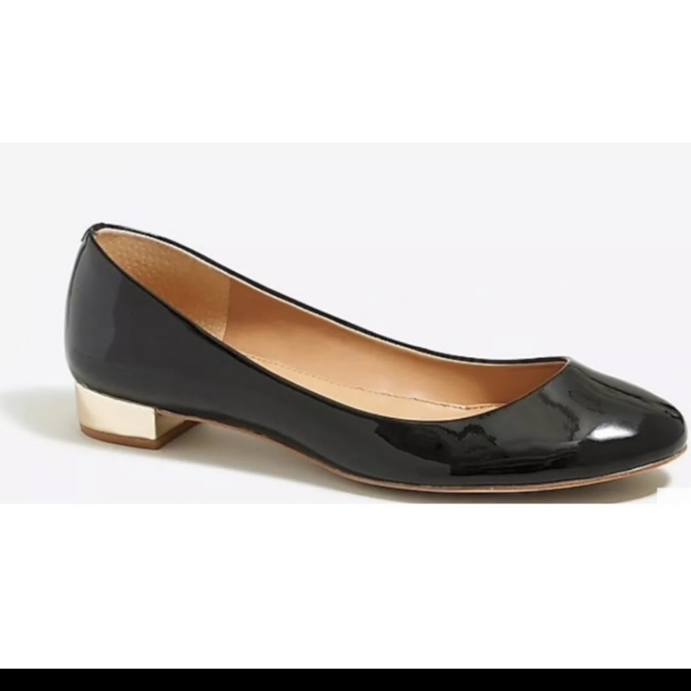 J. Crew Black Patent Flat w/Gold Heel
